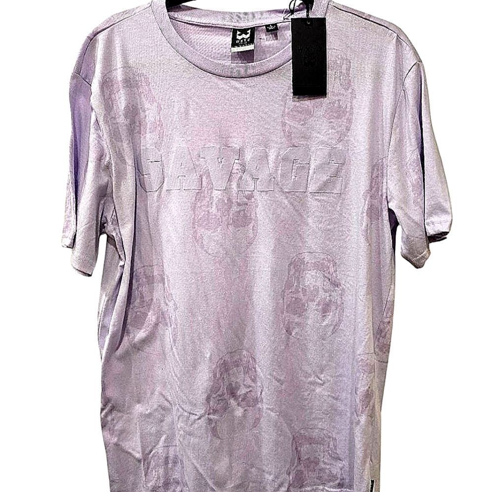 WXYZ Mfg. Co. Savage Skull Embossed S/S‎ T-Shirt- Lavender